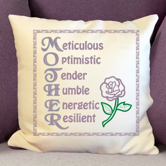 Mother's Day Gift Pillow Cover- Embroidered & Personalized Throw Pillow Cover. - Picture 3 of 13